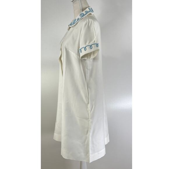 Vintage 80s Dress Dorian Peter Pan Collar White Aline Uniform Fairy Kei - Picture 6 of 8